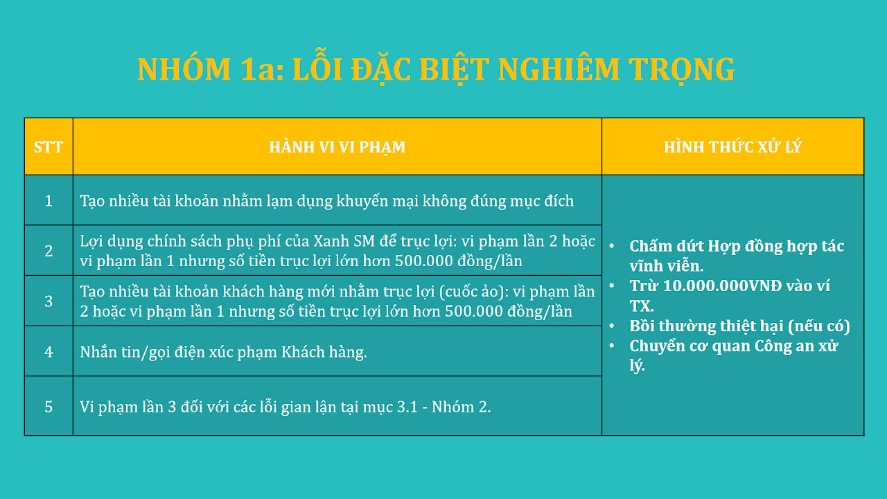 Nhóm 1: Lỗi đặc biệt nghiêm trọng