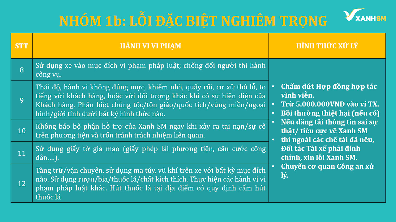 Nhóm 1: Lỗi đặc biệt nghiêm trọng