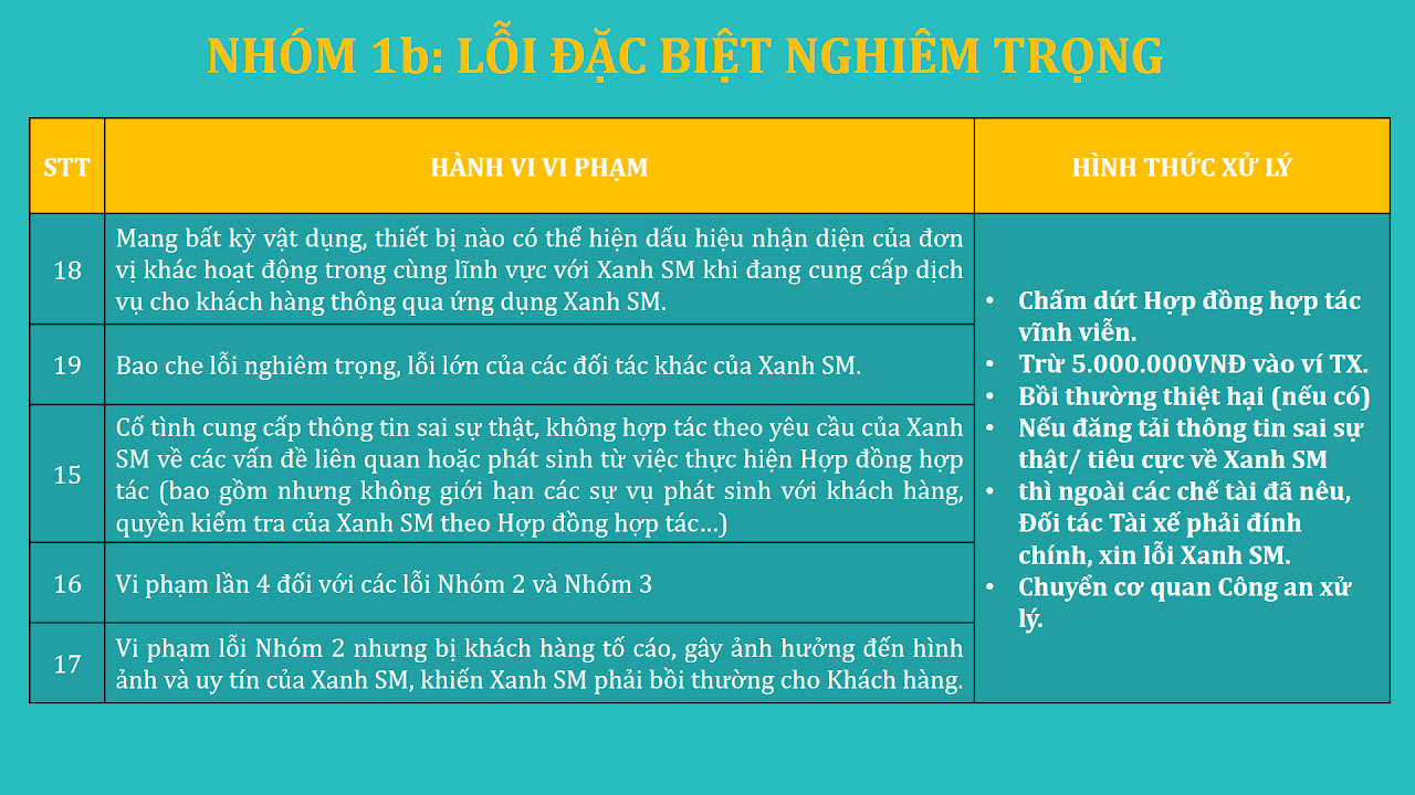 Nhóm 1: Lỗi đặc biệt nghiêm trọng