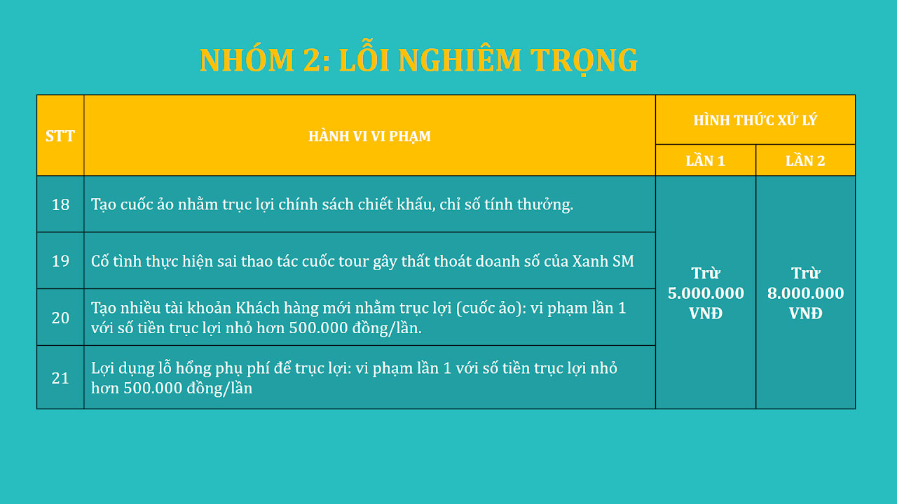 Nhóm 2: Lỗi nghiêm trọng