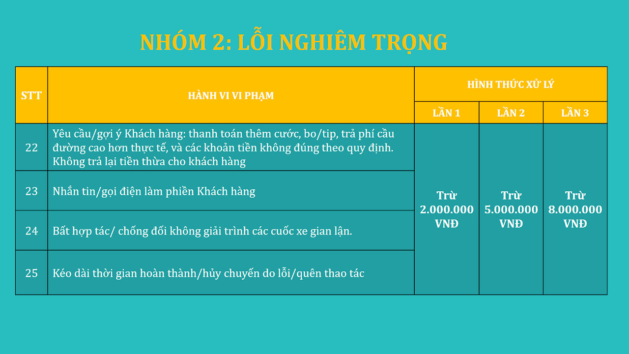 Nhóm 2: Lỗi nghiêm trọng